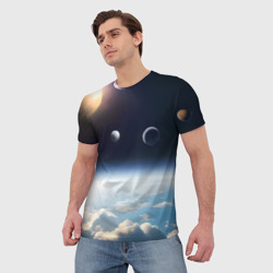 Мужская футболка 3D Космос и планета Сатурн - фото 2