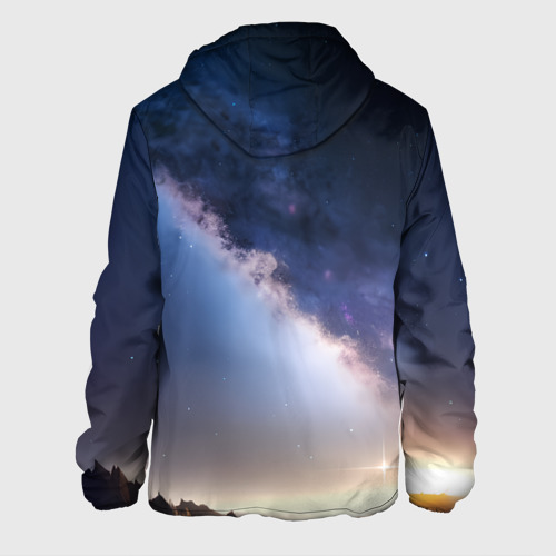 Мужская куртка 3D с принтом Звёздное небо и горы, вид сзади #1