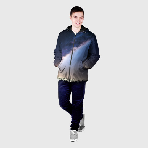 Мужская куртка 3D с принтом Звёздное небо и горы, фото на моделе #1
