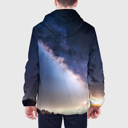 Мужская куртка 3D с принтом Звёздное небо и горы, вид сзади #2