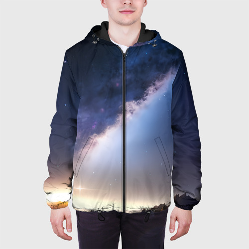 Мужская куртка 3D с принтом Звёздное небо и горы, вид сбоку #3