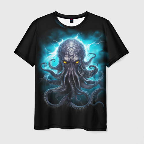 Мужская футболка с принтом Кракен - морское чудовище, вид спереди №1
