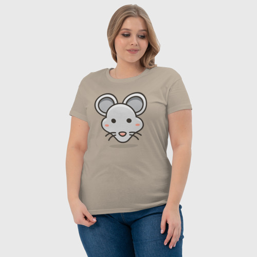 Женская футболка хлопок Идеальный мышонок, цвет миндальный - фото 6