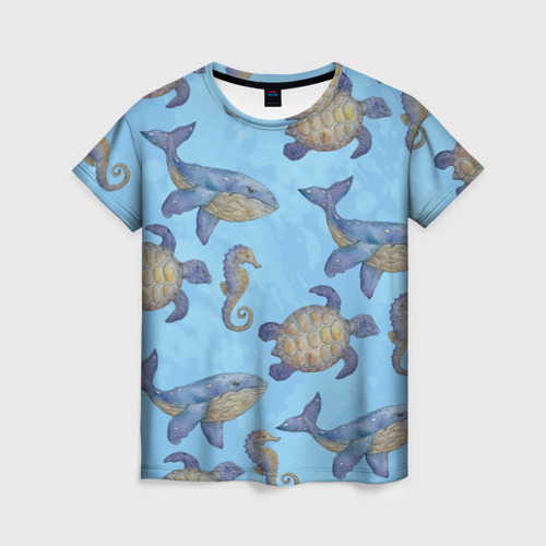 Женская футболка 3D с принтом Океана жители, вид спереди #2