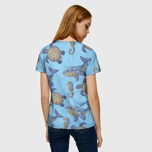 Женская футболка 3D с принтом Океана жители, вид сзади #2