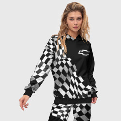 Женский костюм с толстовкой 3D Chevrolet racing flag - фото 2