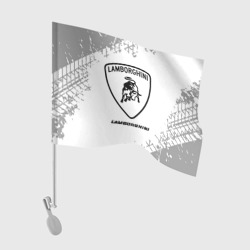 Флаг для автомобиля Lamborghini Speed на светлом фоне со следами шин
