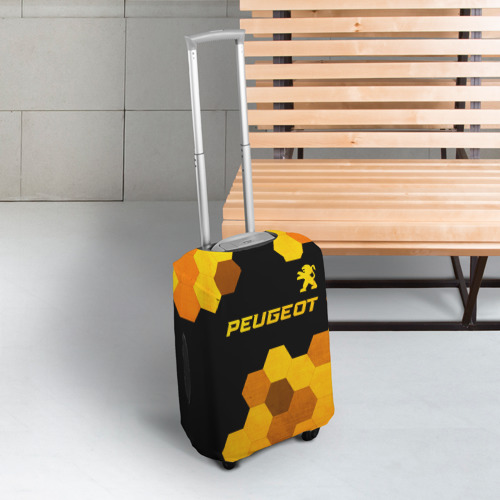Чехол для чемодана 3D Peugeot - gold gradient: символ сверху, цвет 3D печать - фото 3