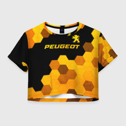 Женская футболка Crop-top 3D Peugeot - gold gradient: символ сверху