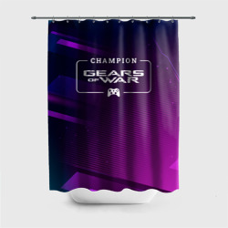 Штора 3D для ванной Gears of War gaming champion: рамка с лого и джойстиком на неоновом фоне