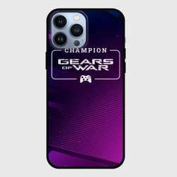 Чехол для iPhone 13 Pro Max Gears of War gaming champion: рамка с лого и джойстиком на неоновом фоне
