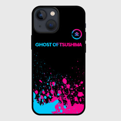 Чехол для iPhone 13 mini Ghost of Tsushima - neon gradient: символ сверху