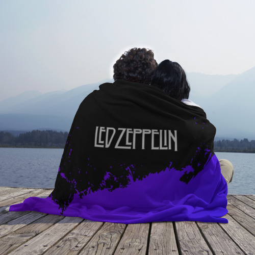 Плед 3D Led Zeppelin purple grunge, цвет 3D (велсофт) - фото 3