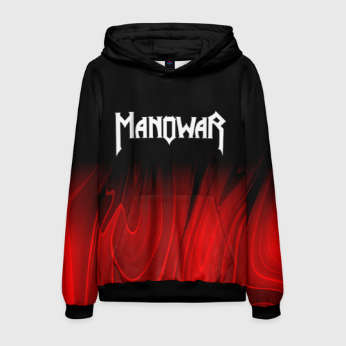 Мужская толстовка 3D Manowar red plasma, цвет черный