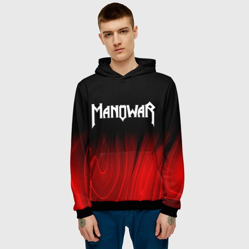 Мужская толстовка 3D Manowar red plasma, цвет черный - фото 3