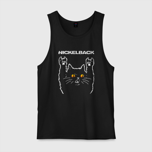 Мужская майка хлопок Nickelback rock cat, цвет черный