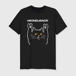 Мужская футболка хлопок Slim Nickelback rock cat