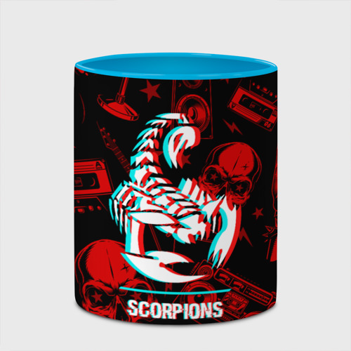 Кружка с полной запечаткой Scorpions rock glitch, цвет белый + небесно-голубой - фото 4