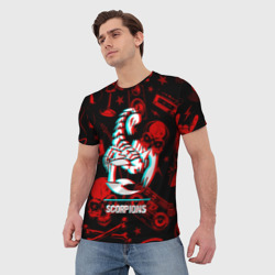 Мужская футболка 3D Scorpions rock glitch - фото 2