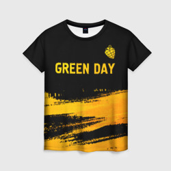 Женская футболка 3D Green Day - gold gradient: символ сверху