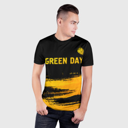 Мужская футболка 3D Slim Green Day - gold gradient: символ сверху - фото 2