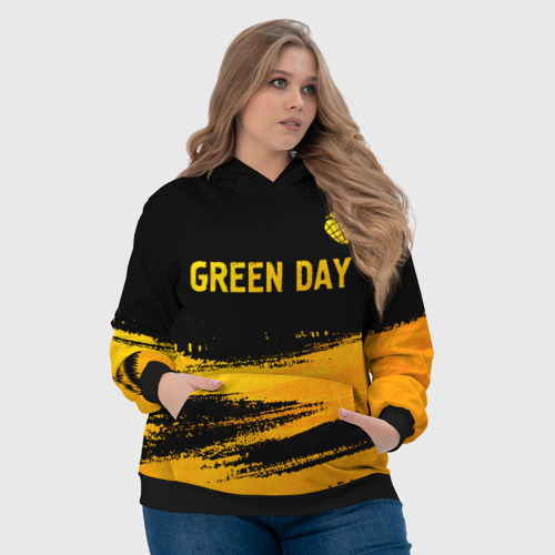 Женская толстовка 3D Green Day - gold gradient: символ сверху, цвет 3D печать - фото 6