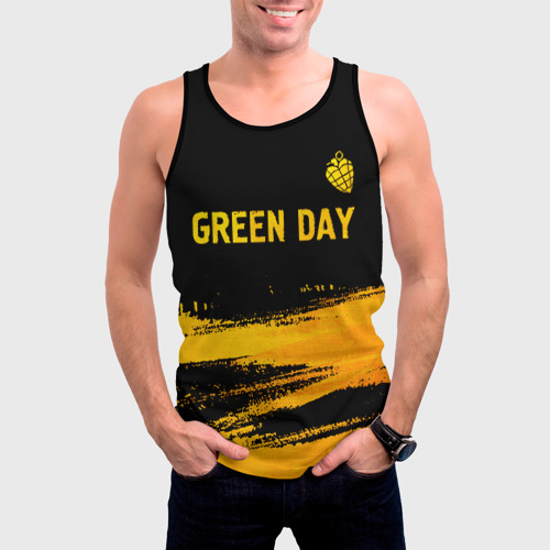 Мужская майка 3D Green Day - gold gradient: символ сверху, цвет 3D печать - фото 3