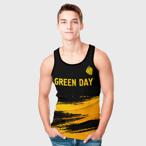 Мужская майка 3D Green Day - gold gradient: символ сверху, цвет 3D печать - фото 5