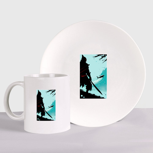 Набор: тарелка + кружка Самурай и акула