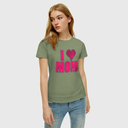 Женская футболка хлопок Я люблю маму, надпись и сердце - фото 2