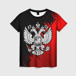 Женская футболка 3D Россия - красный градиент