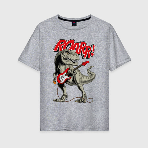 Женская футболка хлопок Oversize с принтом Rock T Rex, вид спереди #2