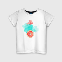 Детская футболка хлопок Фламинго и грейпфрут