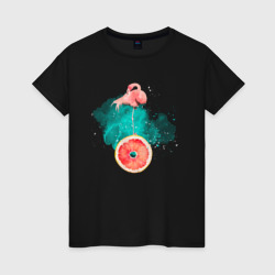 Женская футболка хлопок Фламинго и грейпфрут
