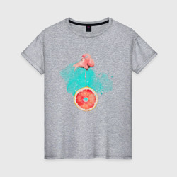 Женская футболка хлопок Фламинго и грейпфрут