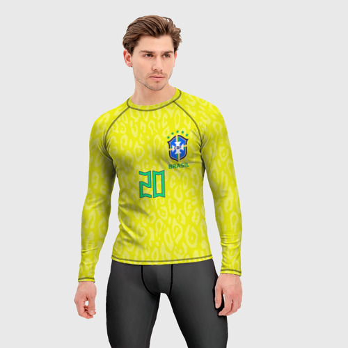 Мужской рашгард 3D Винисиус Жуниор ЧМ 2022 сборная Бразилии домашняя, цвет 3D печать - фото 3