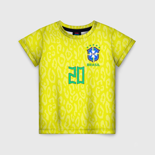 Детская футболка 3D Винисиус Жуниор ЧМ 2022 сборная Бразилии домашняя, цвет 3D печать