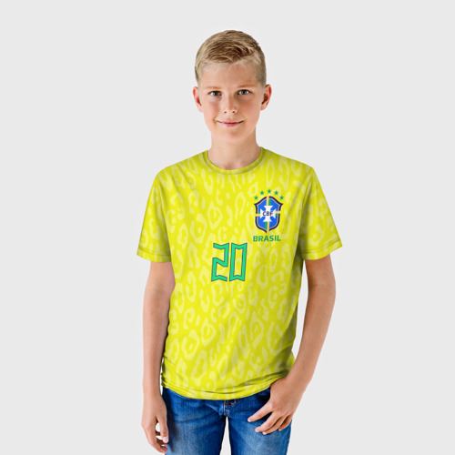 Детская футболка 3D Винисиус Жуниор ЧМ 2022 сборная Бразилии домашняя, цвет 3D печать - фото 3