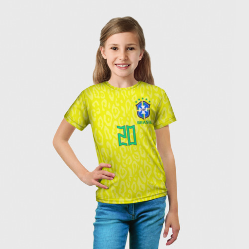 Детская футболка 3D Винисиус Жуниор ЧМ 2022 сборная Бразилии домашняя, цвет 3D печать - фото 5