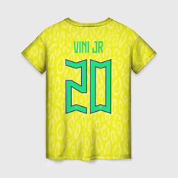 Женская футболка 3D Винисиус Жуниор ЧМ 2022 сборная Бразилии домашняя
