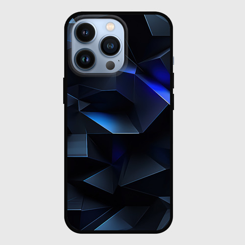 Чехол для iPhone 13 Pro с принтом Синие и черные кубы, вид спереди #2