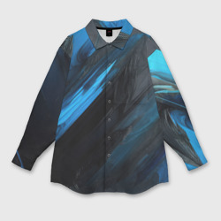 Синяя краска на черном фоне – Женская рубашка oversize 3D с принтом купить со скидкой в -9%