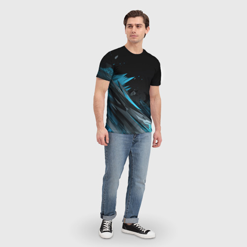 Мужская футболка 3D Абстрактные синие брызги, цвет 3D печать - фото 5
