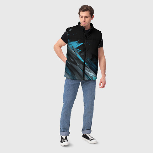 Мужской жилет утепленный 3D Абстрактные синие брызги, цвет черный - фото 5