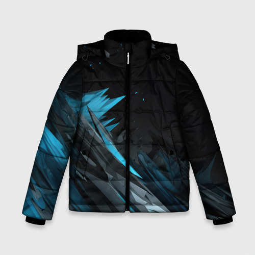 Зимняя куртка для мальчиков 3D с принтом Абстрактные синие брызги, вид спереди #2