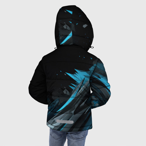 Зимняя куртка для мальчиков 3D с принтом Абстрактные синие брызги, вид сзади #2