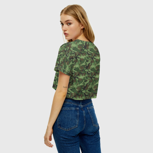 Женская футболка Crop-top 3D Камуфляж зелёный, цвет 3D печать - фото 5