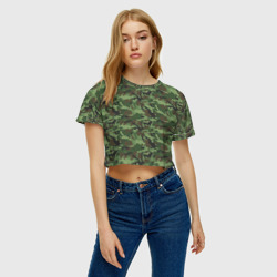 Женская футболка Crop-top 3D Камуфляж зелёный - фото 2