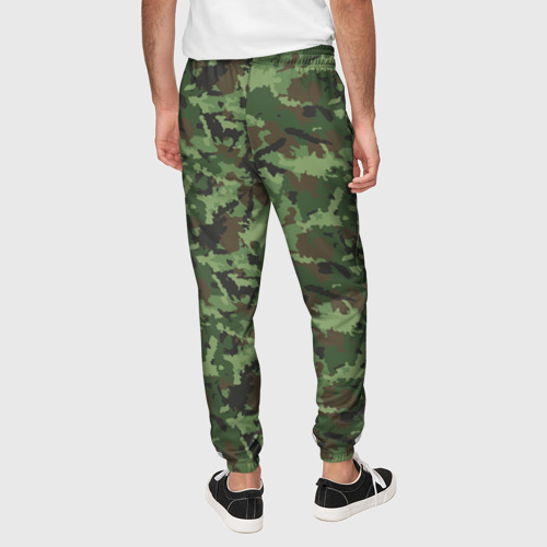 Мужские брюки 3D с принтом Камуфляж зелёный, вид сзади #2
