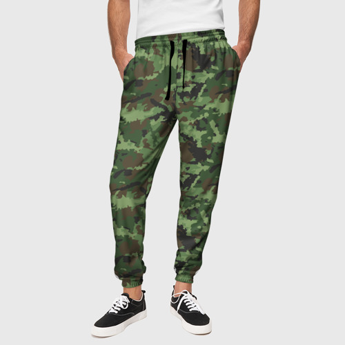 Мужские брюки 3D с принтом Камуфляж зелёный, вид сбоку #3